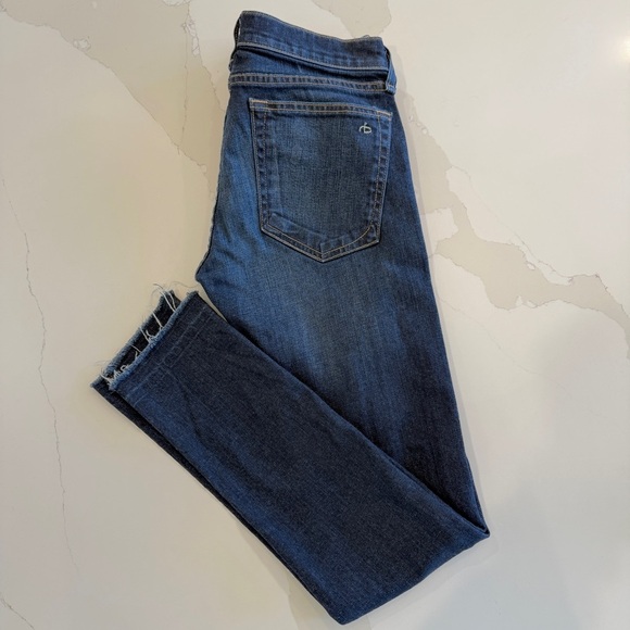 rag & bone Denim - Rag & Bone Women's Dre Skinny Jeans Size 26 Blue Medium Wash Denim Raw Hem